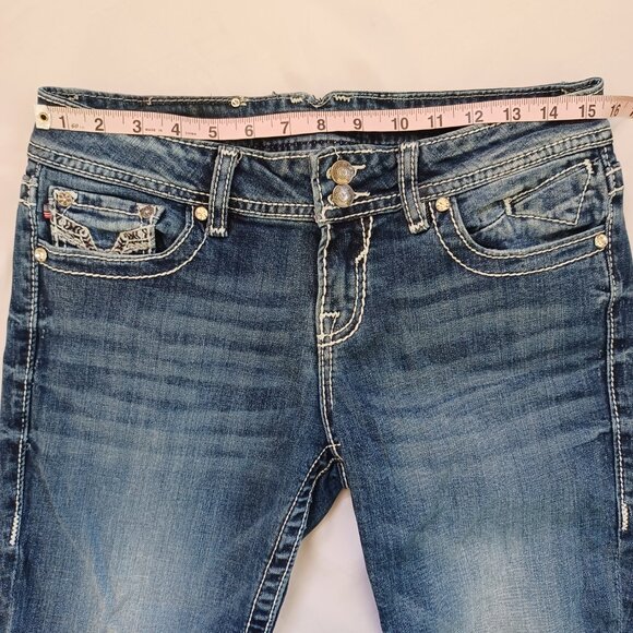 Vigoss Jeans The New York Capri Midrise Cropped Dark Wash Stretch Juniors Size 7 - Picture 12 of 14